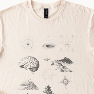 Scientific Illustration Graphic Tee Natural Engraving Style Print